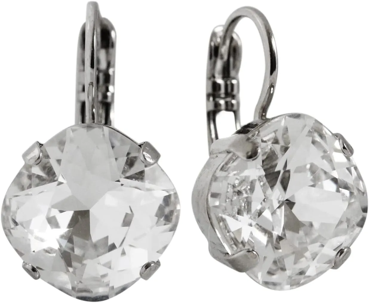 Mariana Rhodium Plated On A Clear Day Classic Cushion Drop Crystal Earrings, 1326/3 001ro