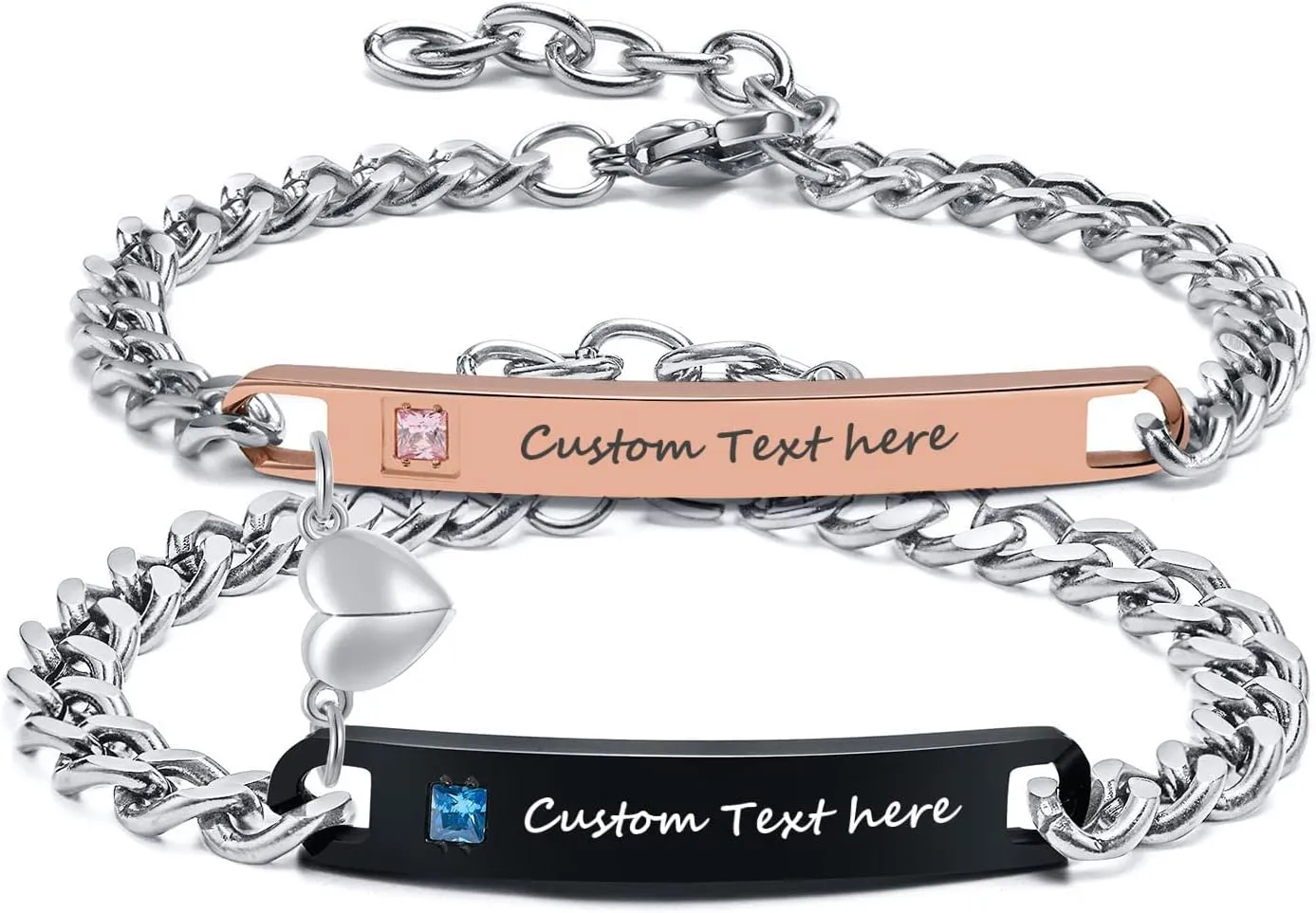 MEALGUET Personalized Couple Bracelet Customized Couple Bracelets Set Mutual Attraction Custom Name Relationship Bracelet Personalized Gift for Men Women