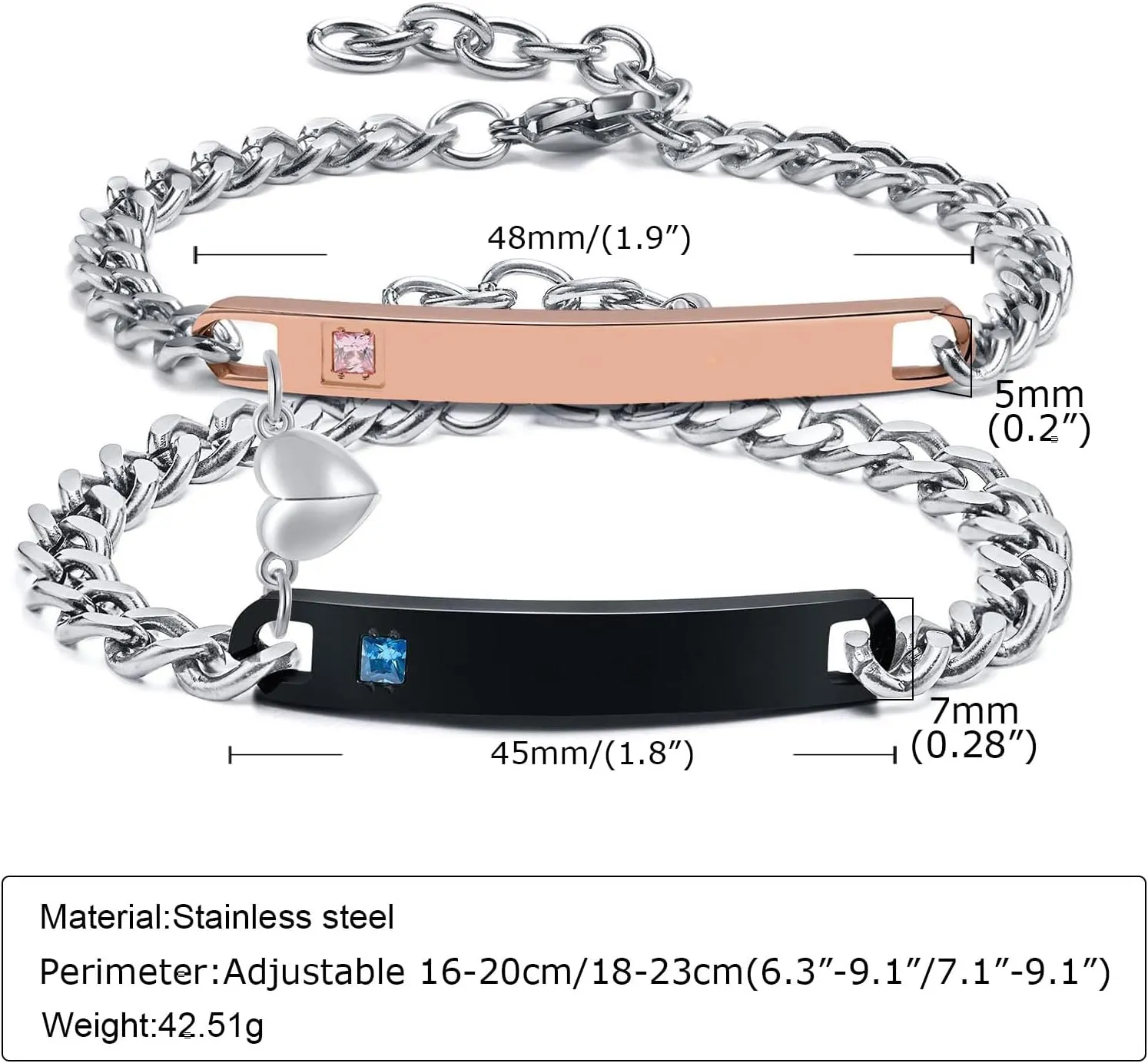 MEALGUET Personalized Couple Bracelet Customized Couple Bracelets Set Mutual Attraction Custom Name Relationship Bracelet Personalized Gift for Men Women