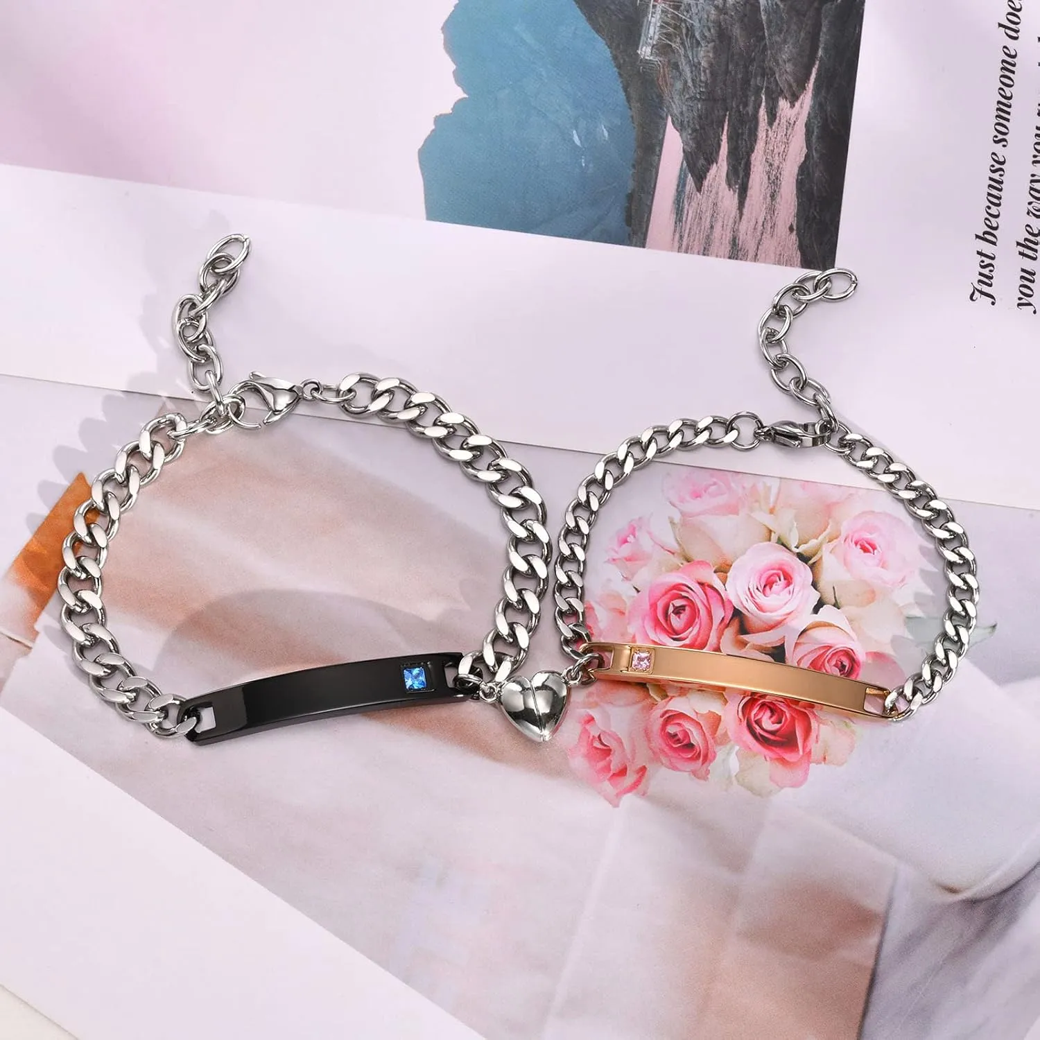 MEALGUET Personalized Couple Bracelet Customized Couple Bracelets Set Mutual Attraction Custom Name Relationship Bracelet Personalized Gift for Men Women