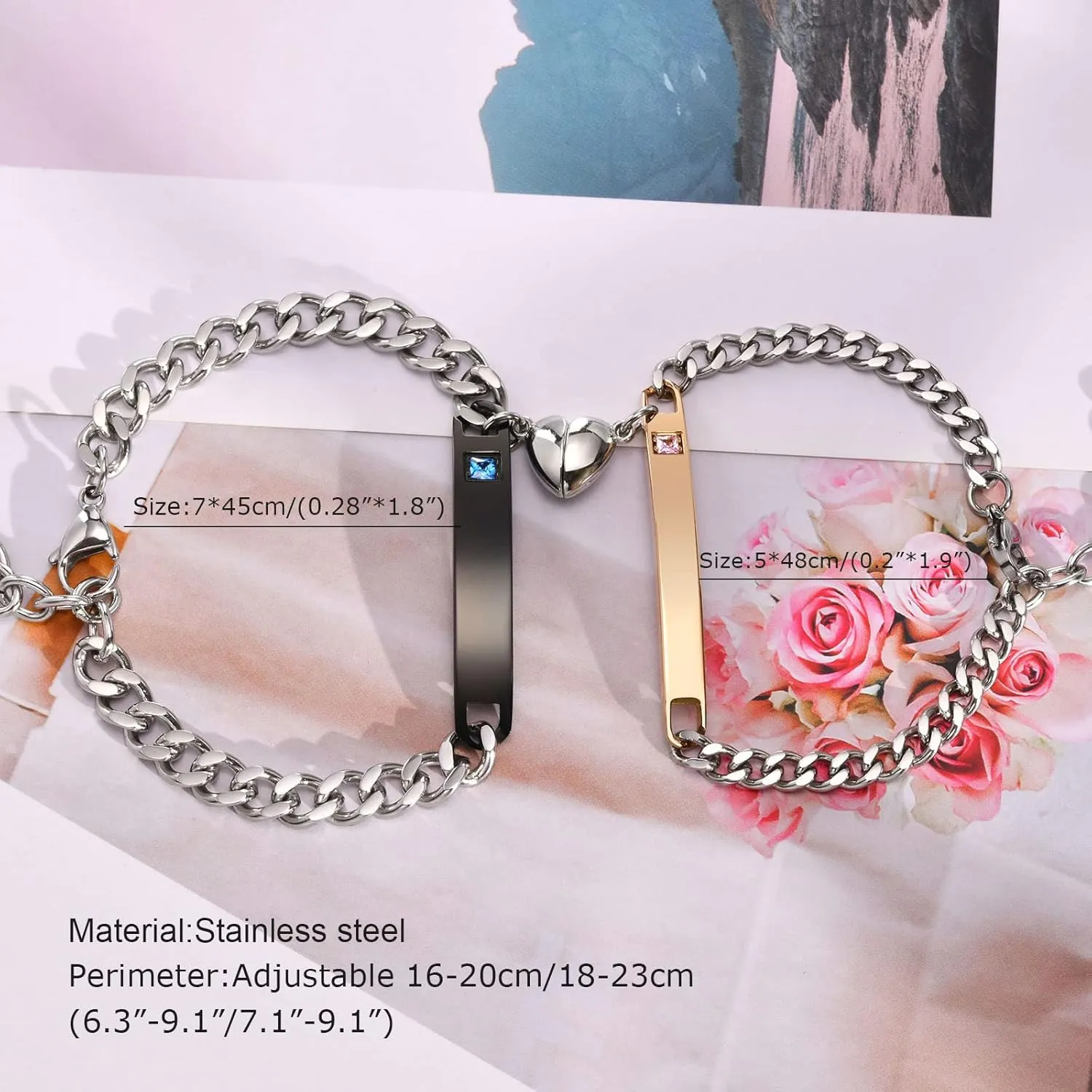 MEALGUET Personalized Couple Bracelet Customized Couple Bracelets Set Mutual Attraction Custom Name Relationship Bracelet Personalized Gift for Men Women