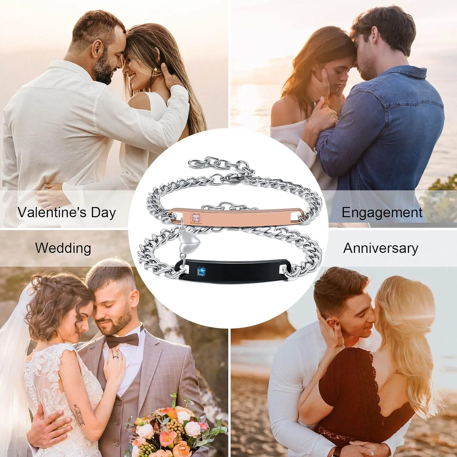 MEALGUET Personalized Couple Bracelet Customized Couple Bracelets Set Mutual Attraction Custom Name Relationship Bracelet Personalized Gift for Men Women