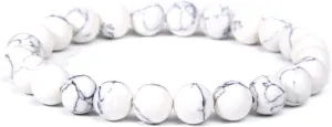 Men Bracelets Natural Energy Tiger Eye Bracelet Polished 8 Mm Lapis Lazuli Beads Bangle Elastic Women Jewelry,Imitation Howlite,21 Cm