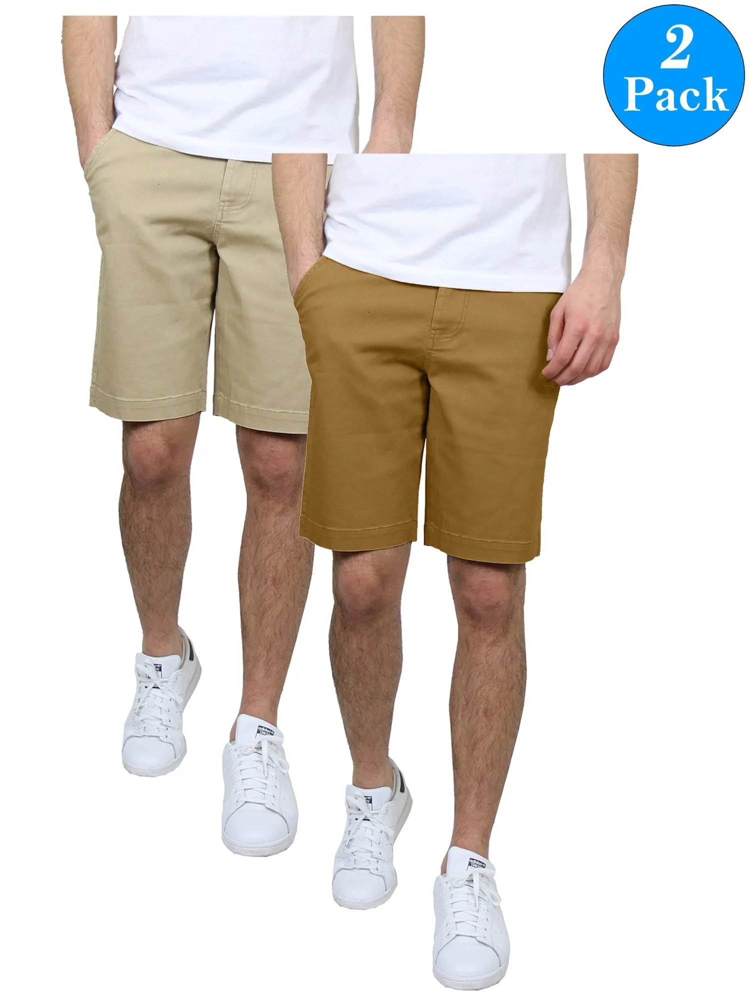 Men's 5-Pockets Flex Stretch Cotton Chino Shorts (2-Pack)