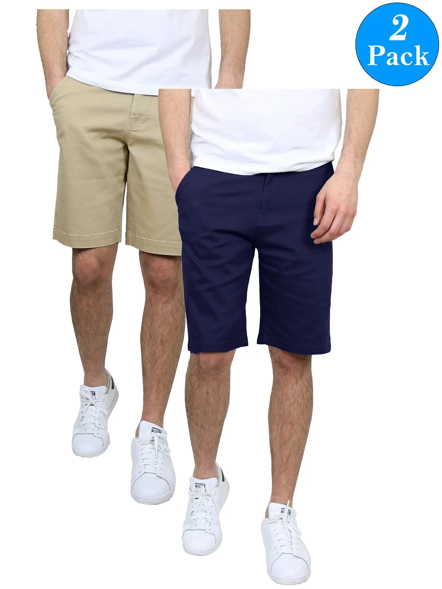 Men's 5-Pockets Flex Stretch Cotton Chino Shorts (2-Pack)