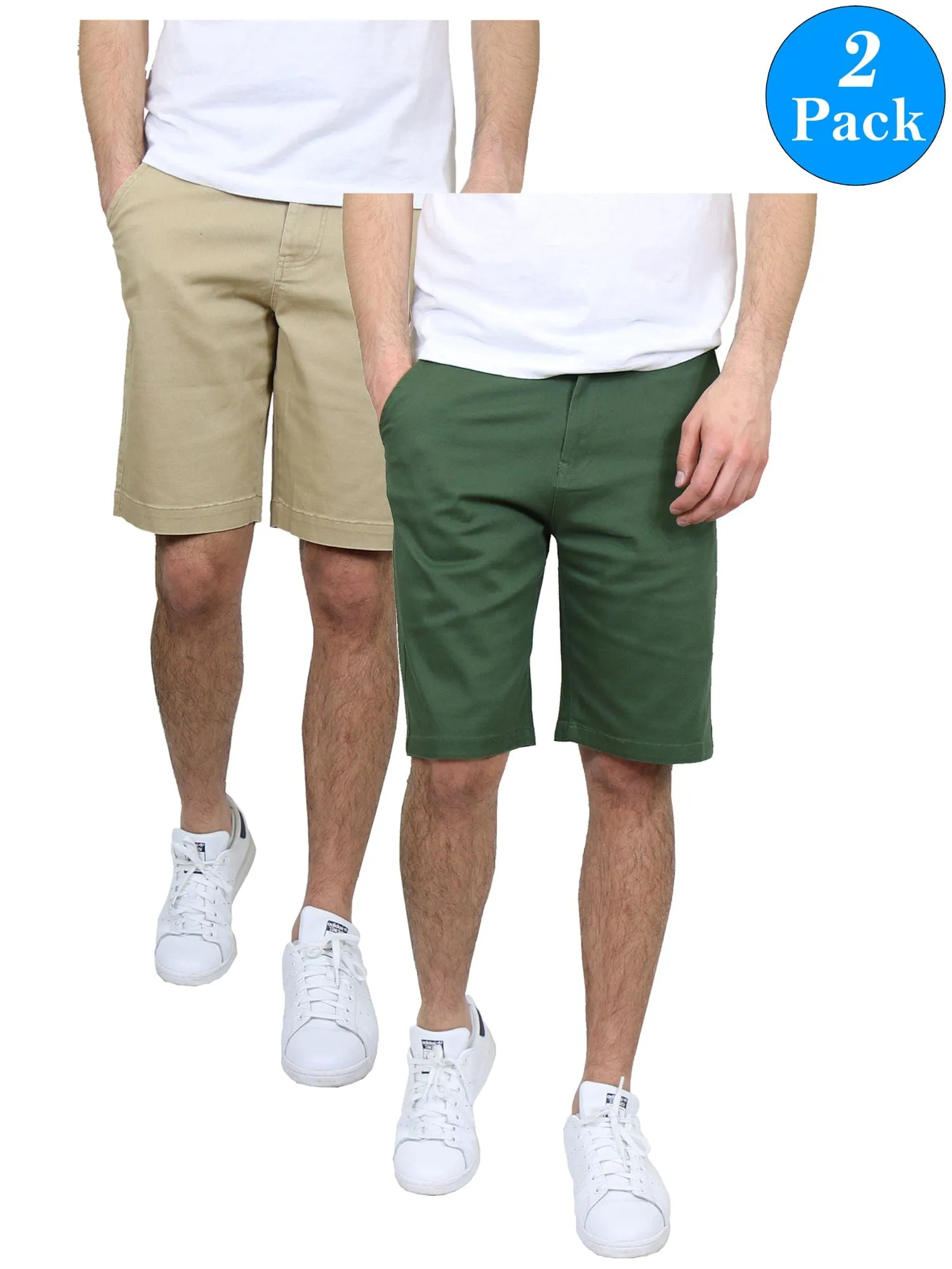 Men's 5-Pockets Flex Stretch Cotton Chino Shorts (2-Pack)