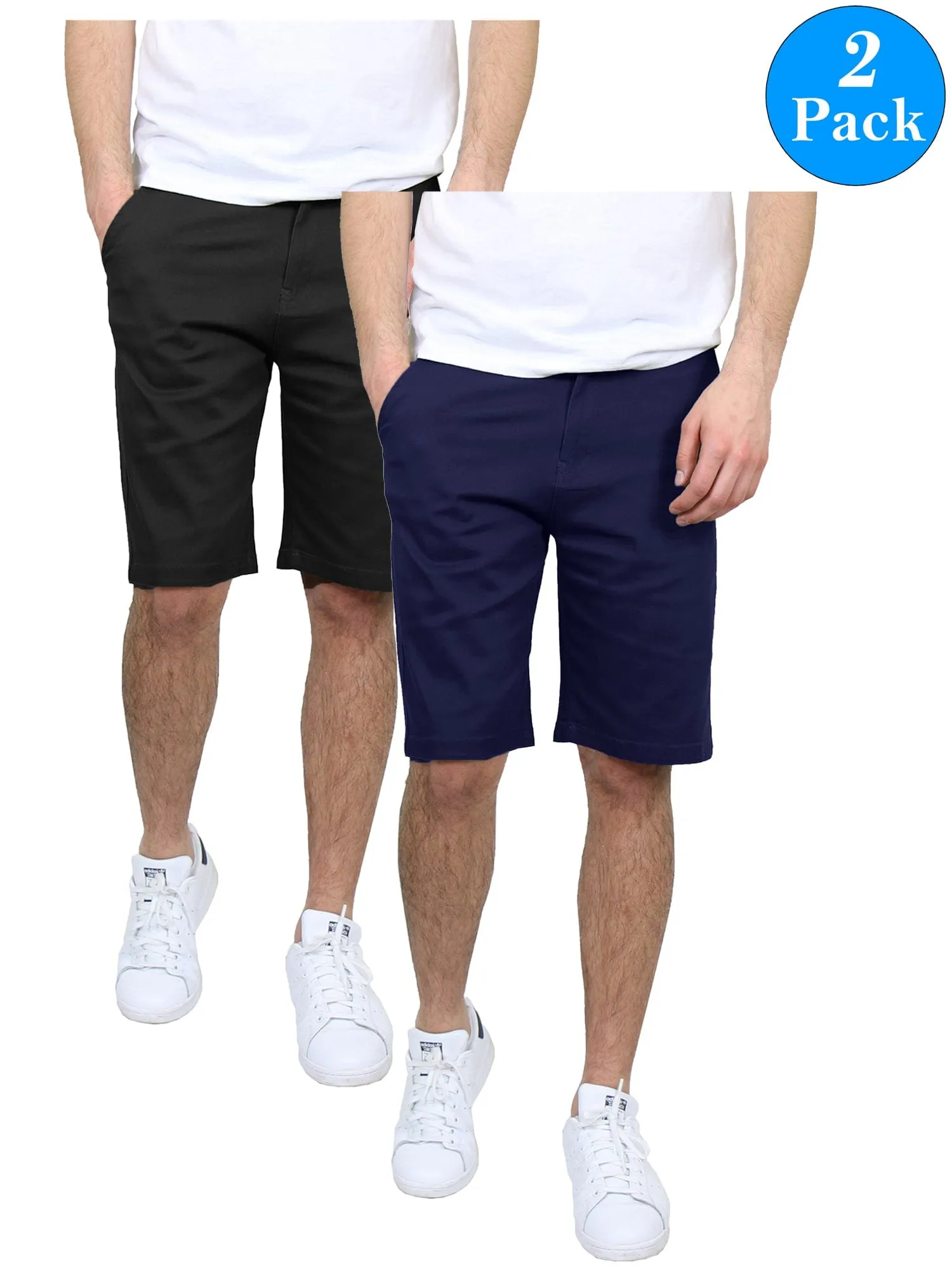 Men's 5-Pockets Flex Stretch Cotton Chino Shorts (2-Pack)