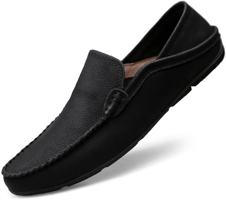 Mens Loafers Shoe Solid Color Breathable Round Toe Vegan Leather Resistant Flat Heel Comfortable Wedding Classic Slip On