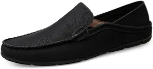 Mens Loafers Shoe Solid Color Breathable Round Toe Vegan Leather Resistant Flat Heel Comfortable Wedding Classic Slip On