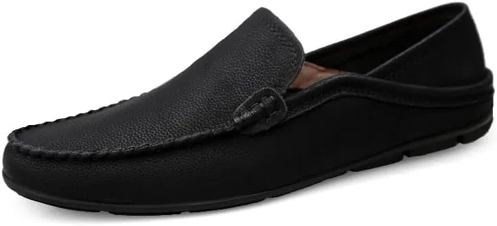 Mens Loafers Shoe Solid Color Breathable Round Toe Vegan Leather Resistant Flat Heel Comfortable Wedding Classic Slip On