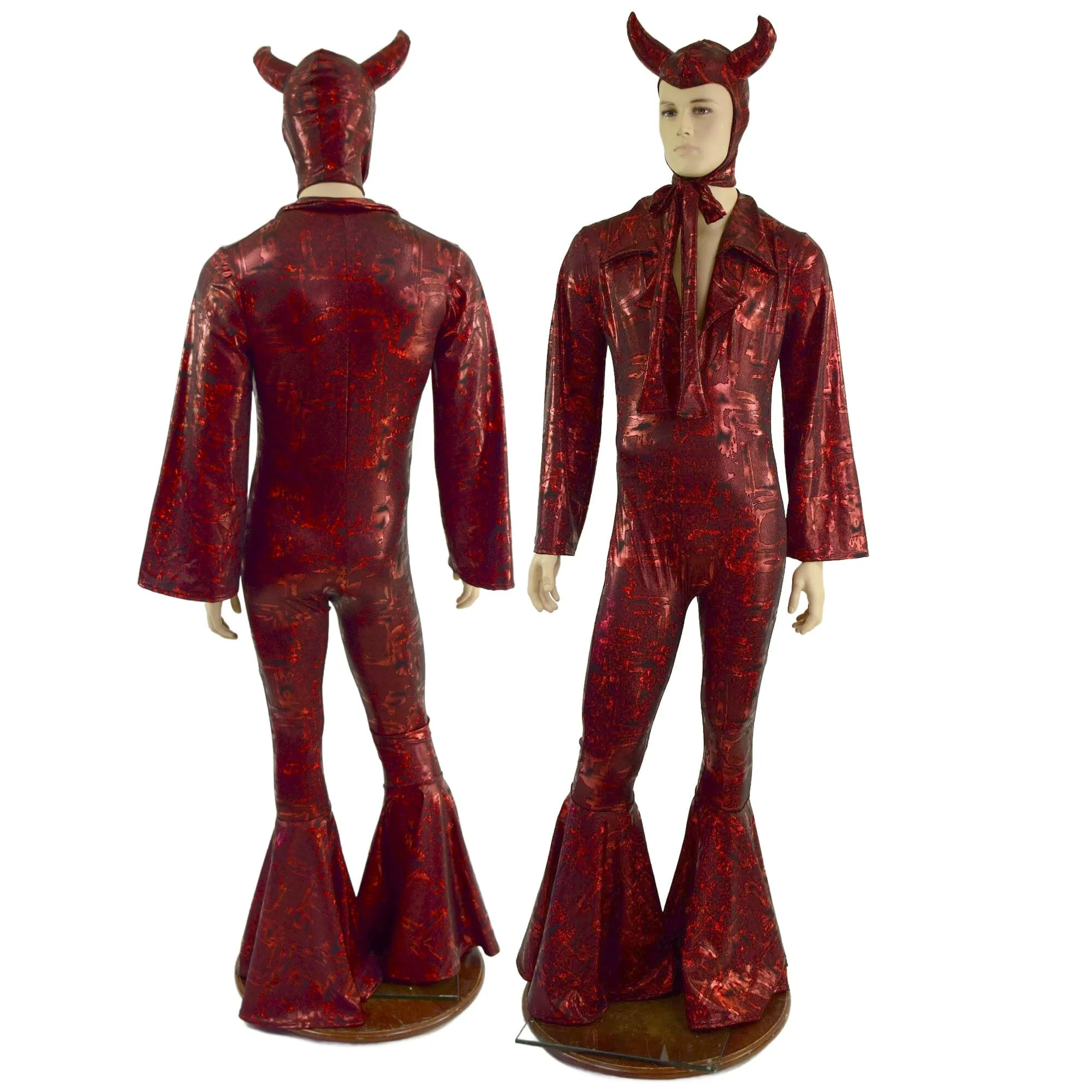 Mens Primeval Red Devil Suit and Horned Bonnet