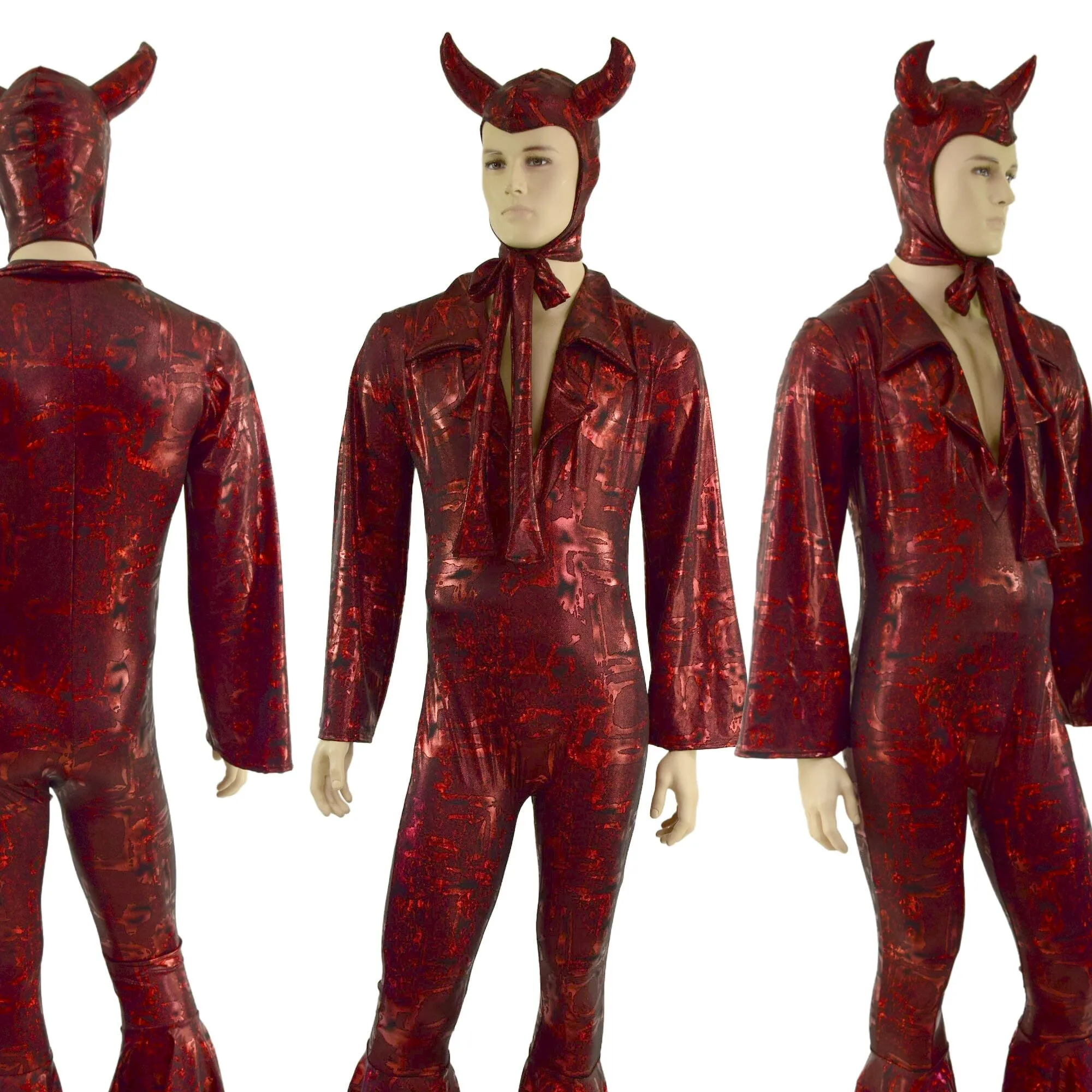 Mens Primeval Red Devil Suit and Horned Bonnet