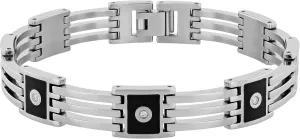 Men's Titanium Two-Tone Link Bracelet with Black Finish - Bold Elegance, 8.5"