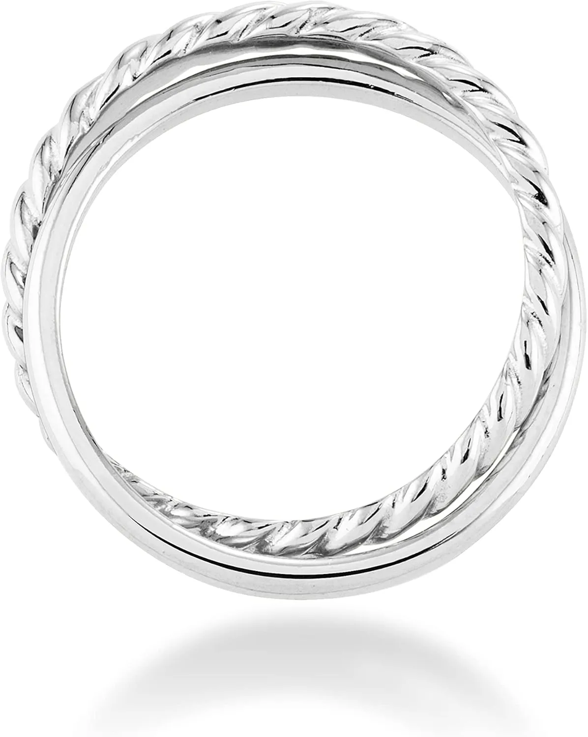 Miabella 925 Sterling Silver or 18K Gold Plated Rope and High Polished Interlocked Rolling Band Ring for Women/Made in Italy