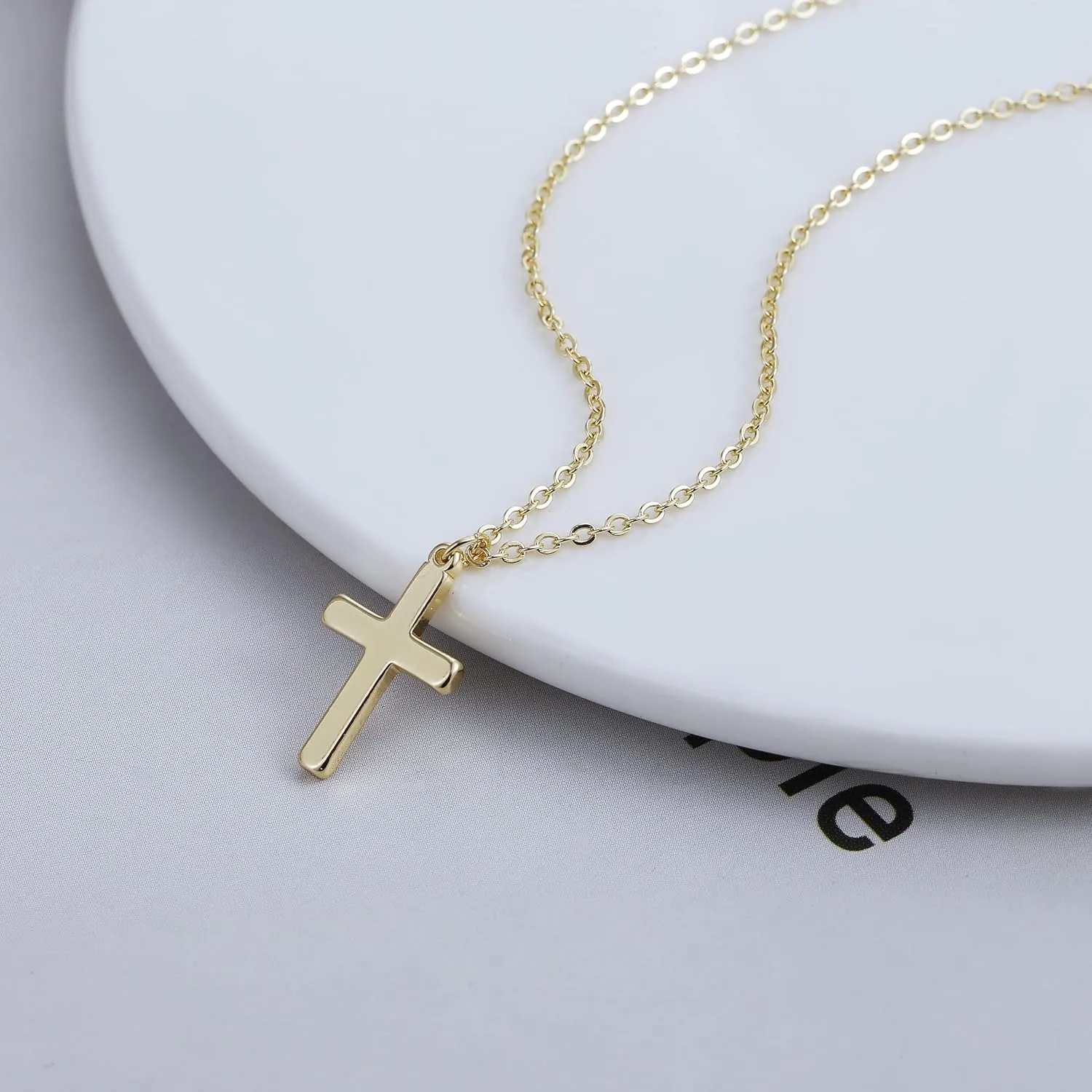MIDEEO Cross Pendant Neckalce for Women 14K Gold Plated Dainty Cubic Zirconia Cross Pendant Necklace Petite Crucifix Faith Necklaces Delicate Minimalist Jewelry Christmas Gift