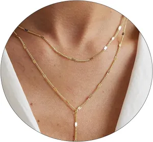 MIDEEO CZ Round Drop Y Necklace for Women 18K Gold Plated Dainty Cubic Zirconia Cut CZ Lariat Y-Shaped Necklace Delicate Cute Simple Jewelry Gift