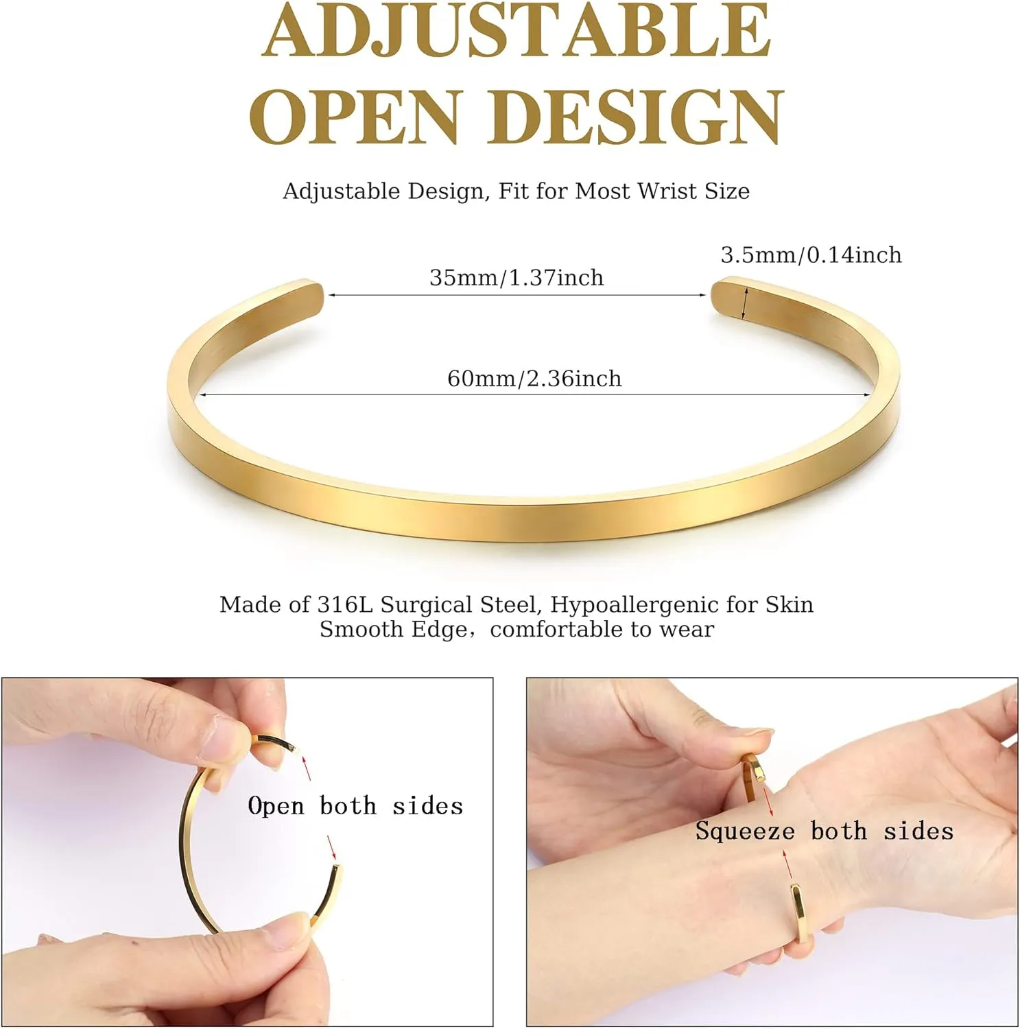 MILACOLATO 2 Pcs Gold Thin Cuff Bracelet for Him and Her 18K Gold Plated Twisted Couple Bracelets Simple Delicate Adjustable Cuff Bangle Bracelet for Women Men Couple Valentine's Day