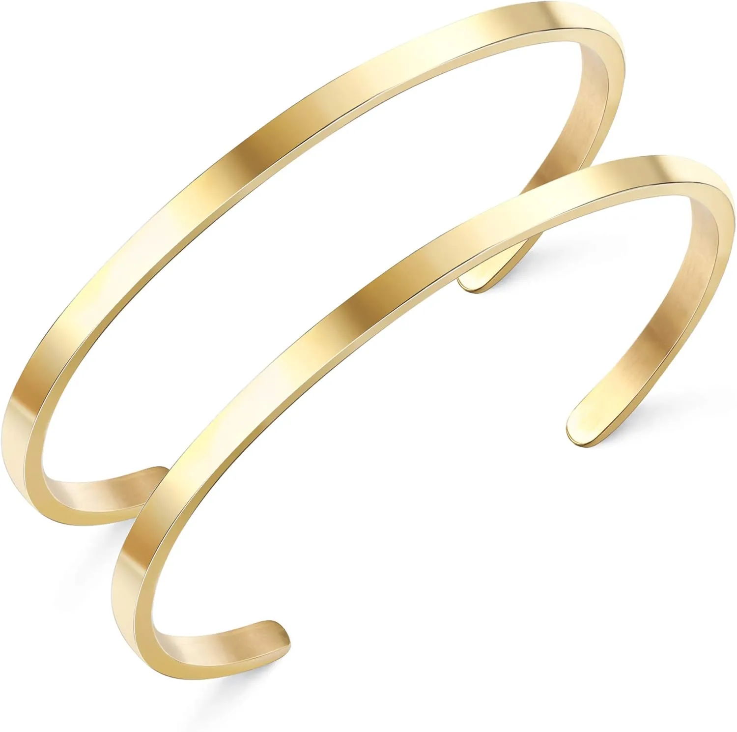 MILACOLATO 2 Pcs Gold Thin Cuff Bracelet for Him and Her 18K Gold Plated Twisted Couple Bracelets Simple Delicate Adjustable Cuff Bangle Bracelet for Women Men Couple Valentine's Day