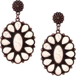 MINACHI Vintage Bohemian Created White Turquoise Dangle Drop Earrings, Boho Summer Jewelry Gift for Women (4)