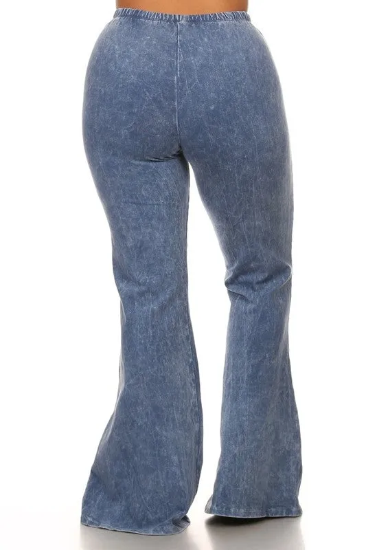 Mineral Wash Bell Bottom Soft Pants, Light Denim