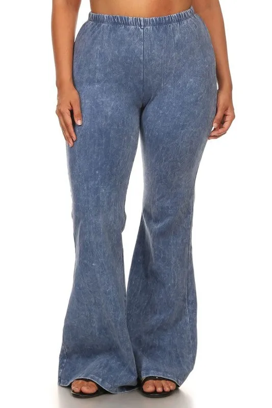 Mineral Wash Bell Bottom Soft Pants, Light Denim