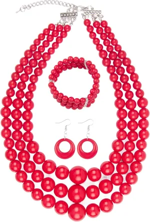 Miss U Hair Women's Chunky Large Statement Beads Necklace Earrings Stacked Bracelets Oversized Jewelry Set Halloween Party Outfit
