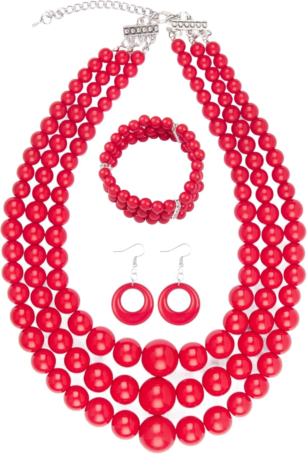 Miss U Hair Women's Chunky Large Statement Beads Necklace Earrings Stacked Bracelets Oversized Jewelry Set Halloween Party Outfit