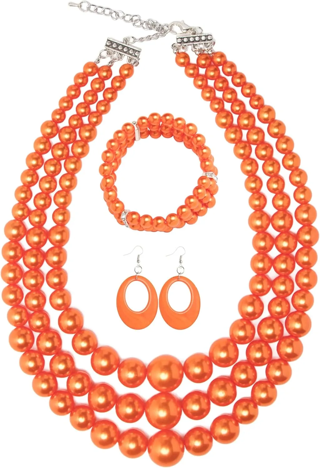 Miss U Hair Women's Chunky Large Statement Beads Necklace Earrings Stacked Bracelets Oversized Jewelry Set Halloween Party Outfit