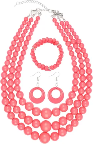 Miss U Hair Women's Chunky Large Statement Beads Necklace Earrings Stacked Bracelets Oversized Jewelry Set Halloween Party Outfit