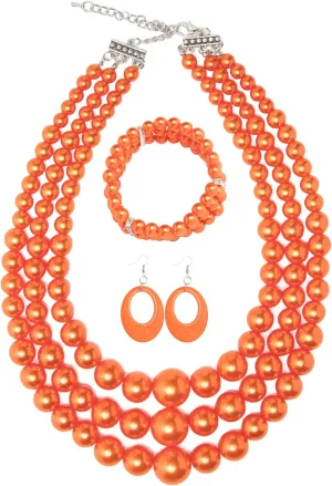 Miss U Hair Women's Chunky Large Statement Beads Necklace Earrings Stacked Bracelets Oversized Jewelry Set Halloween Party Outfit