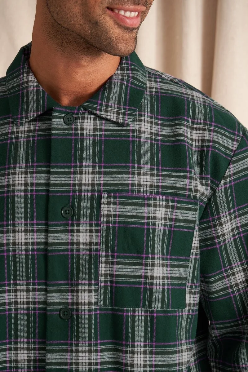 Mister You Plaid Pyjama Set in Green
