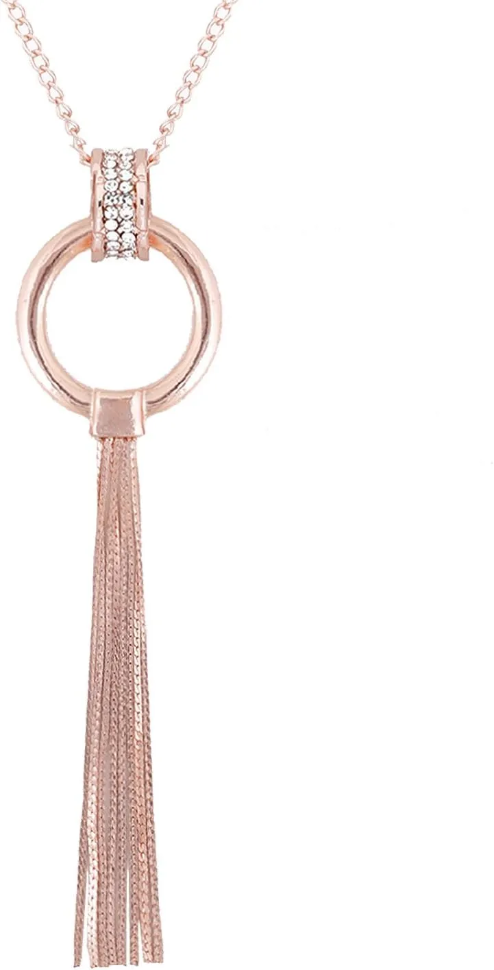 MOLOCH Y Shaped Lariat Necklace Long Chain Tassel Circle Pendant Necklace Set Woman Delicate Jewelry