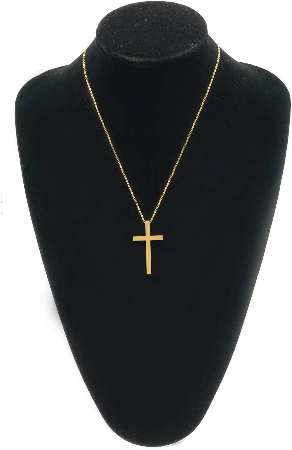 MOMOL Cross Pendant Necklace 18K Gold Plated Stainless Steel Simple Big Cross Pendant Necklaces Large Dainty Christian Cross Necklace for Men Women