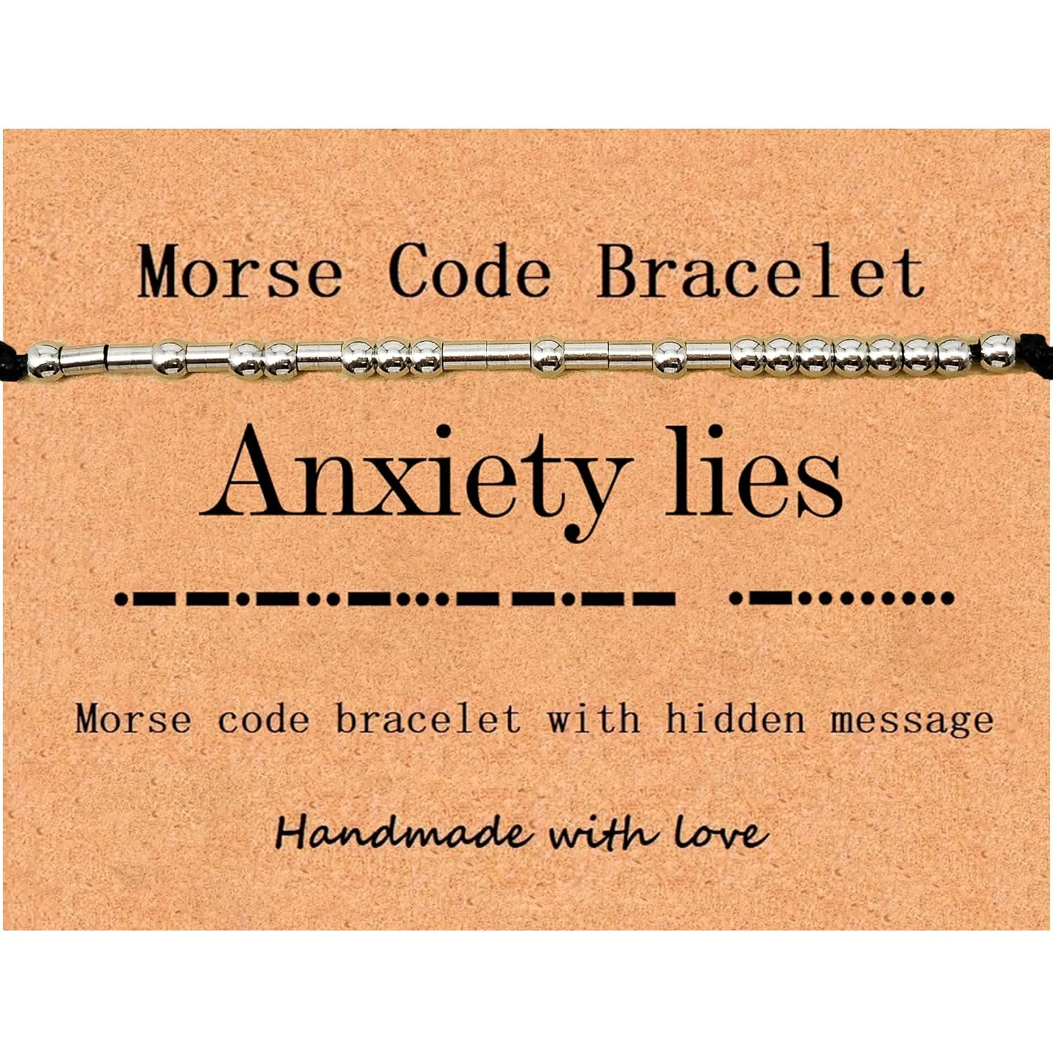 Morse Code Bracelets for Men Women,Friendships Inspirational gifts for Best Friends Funny Bracelet Gift for Women Female BFF Mom Wife (Anxiety Lies)