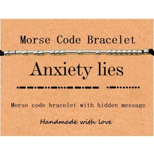 Morse Code Bracelets for Men Women,Friendships Inspirational gifts for Best Friends Funny Bracelet Gift for Women Female BFF Mom Wife (Anxiety Lies)