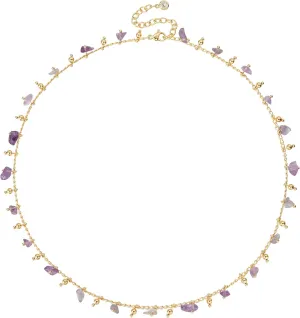 MTMY Beaded Necklaces for Women 14K Gold Plated Dainty Colorful Green/Rose Beaded Pearl Choker Necklace Delicate Boho Choker Necklace Jewelry Gift