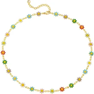 MTMY Beaded Necklaces for Women 14K Gold Plated Dainty Colorful Green/Rose Beaded Pearl Choker Necklace Delicate Boho Choker Necklace Jewelry Gift