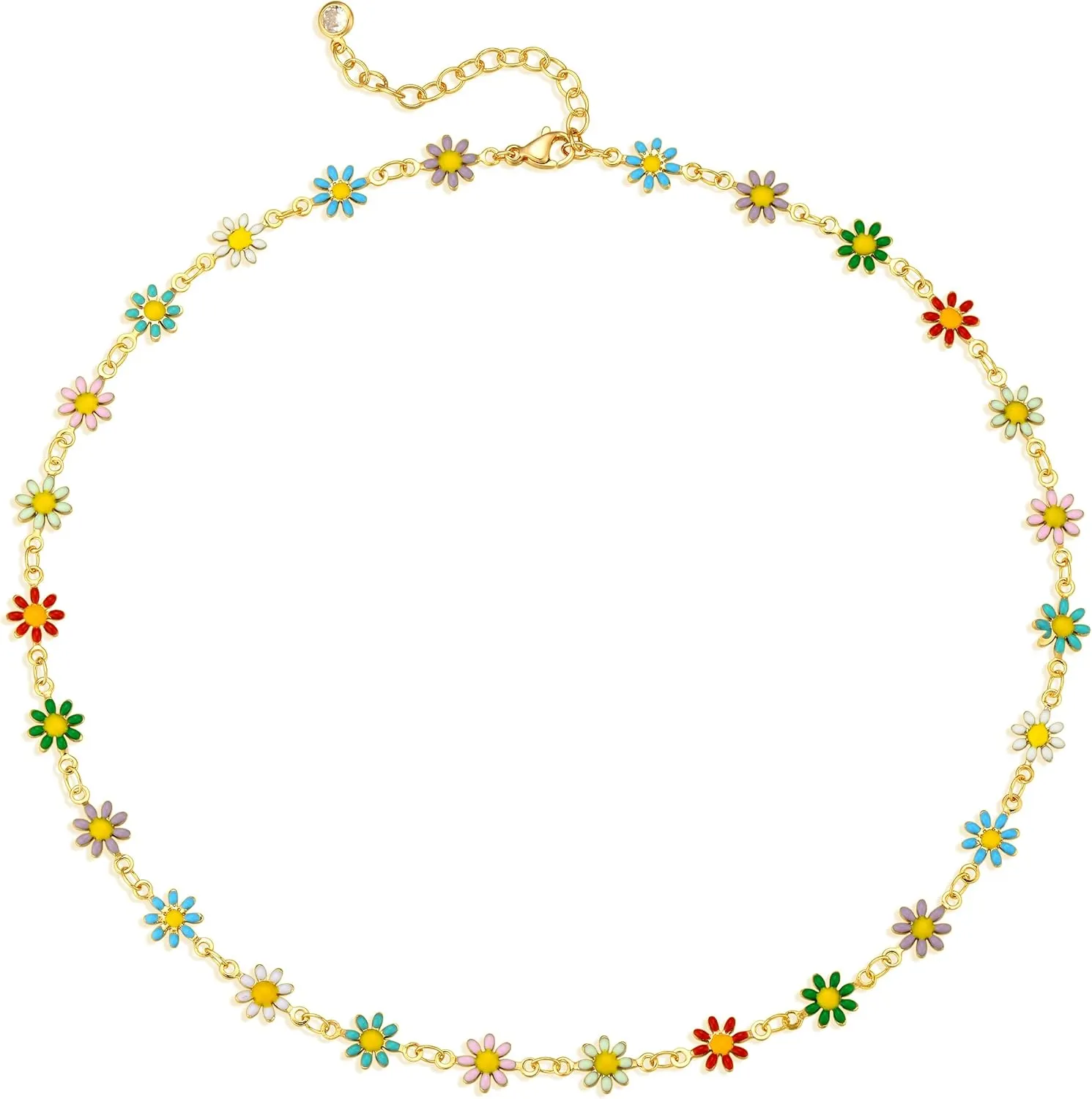 MTMY Beaded Necklaces for Women 14K Gold Plated Dainty Colorful Green/Rose Beaded Pearl Choker Necklace Delicate Boho Choker Necklace Jewelry Gift