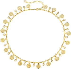 MTMY Beaded Necklaces for Women 14K Gold Plated Dainty Colorful Green/Rose Beaded Pearl Choker Necklace Delicate Boho Choker Necklace Jewelry Gift