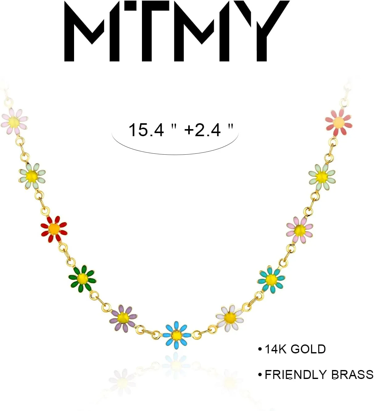 MTMY Beaded Necklaces for Women 14K Gold Plated Dainty Colorful Green/Rose Beaded Pearl Choker Necklace Delicate Boho Choker Necklace Jewelry Gift