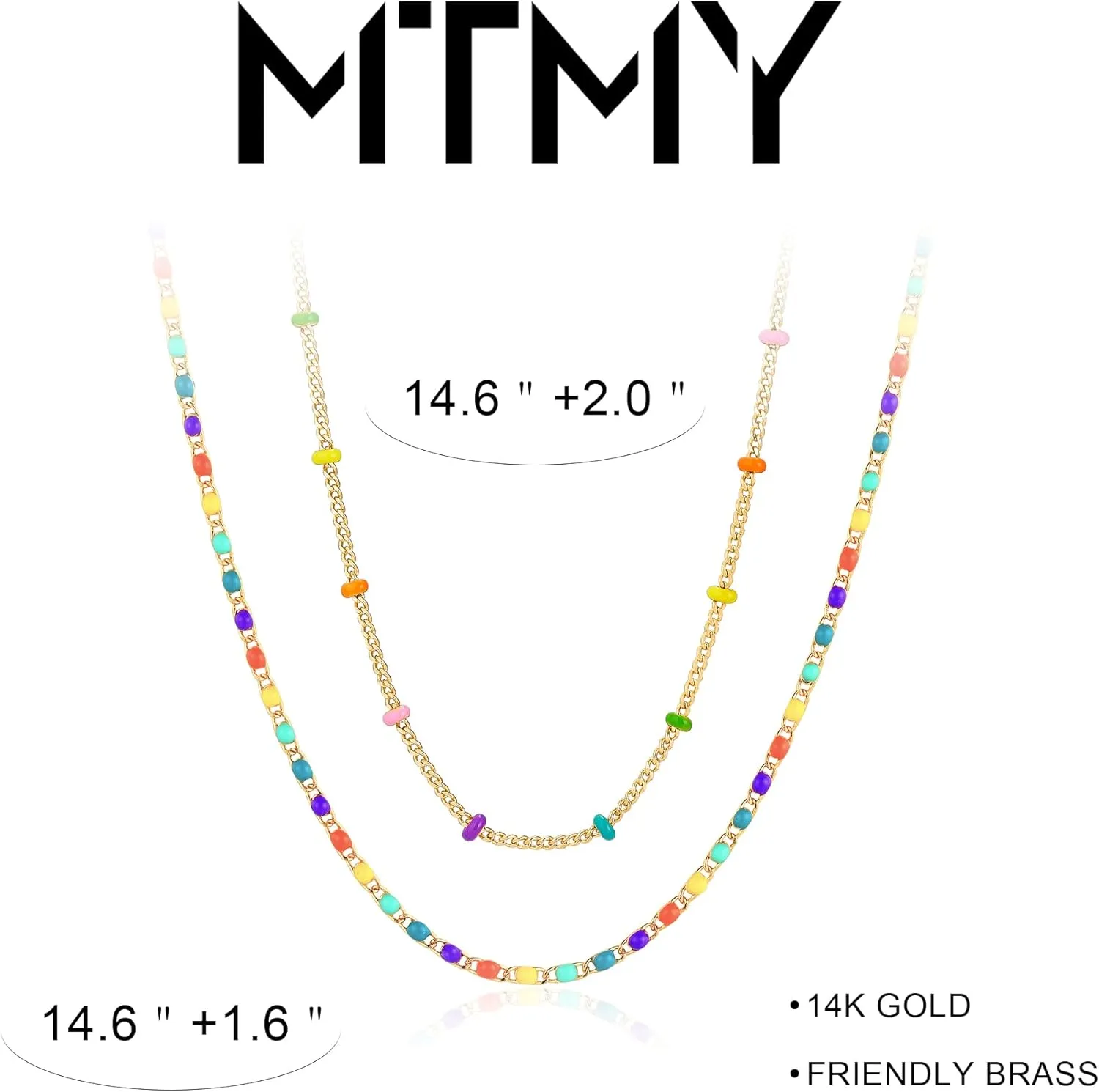 MTMY Beaded Necklaces for Women 14K Gold Plated Dainty Colorful Green/Rose Beaded Pearl Choker Necklace Delicate Boho Choker Necklace Jewelry Gift