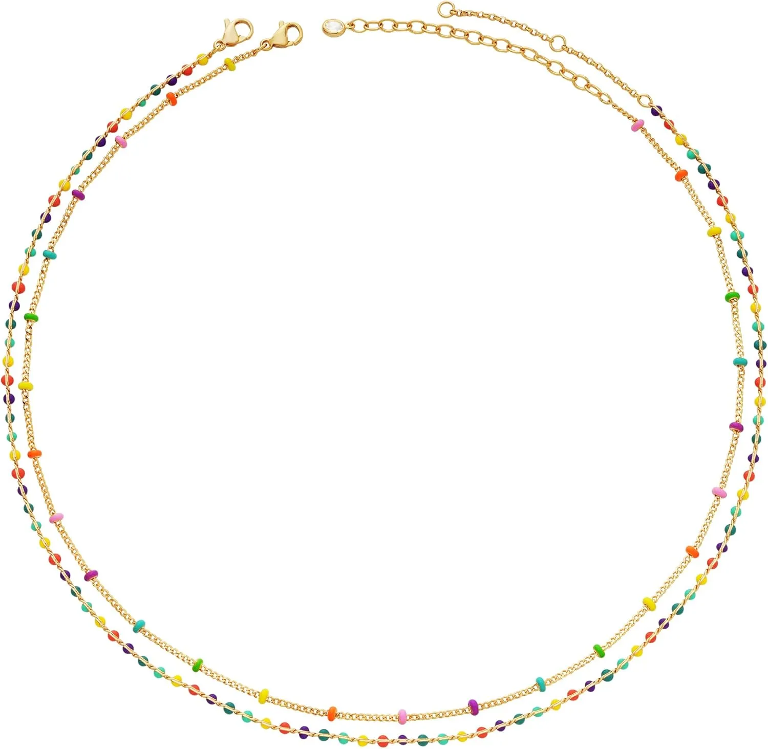 MTMY Beaded Necklaces for Women 14K Gold Plated Dainty Colorful Green/Rose Beaded Pearl Choker Necklace Delicate Boho Choker Necklace Jewelry Gift