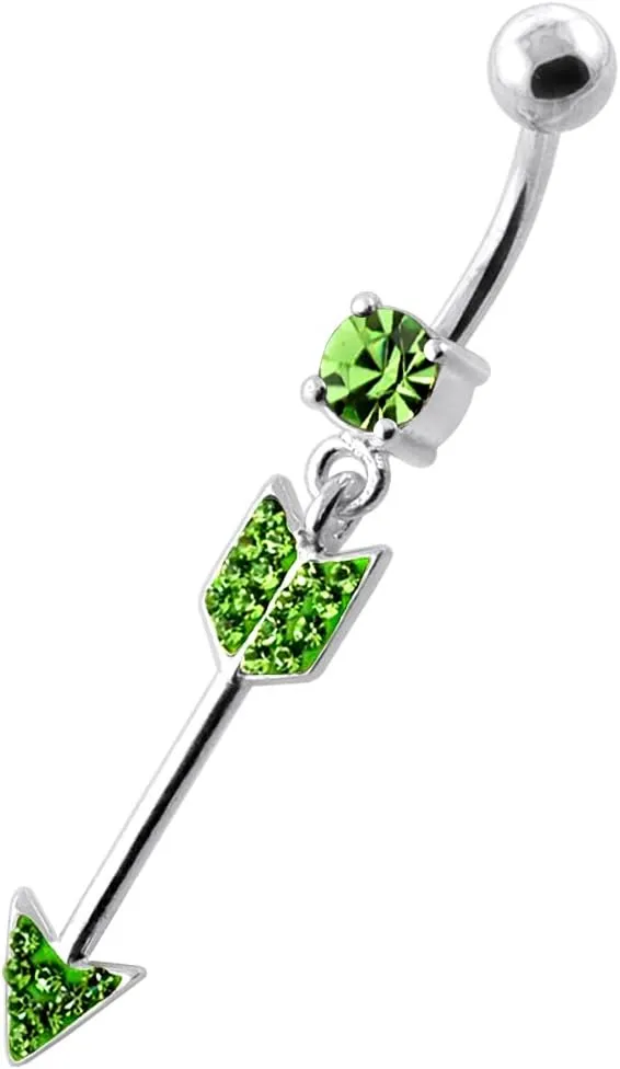 Multi Crystal Stone Colorful Stylish Arrow Dangling 925 Sterling Body Jewelry