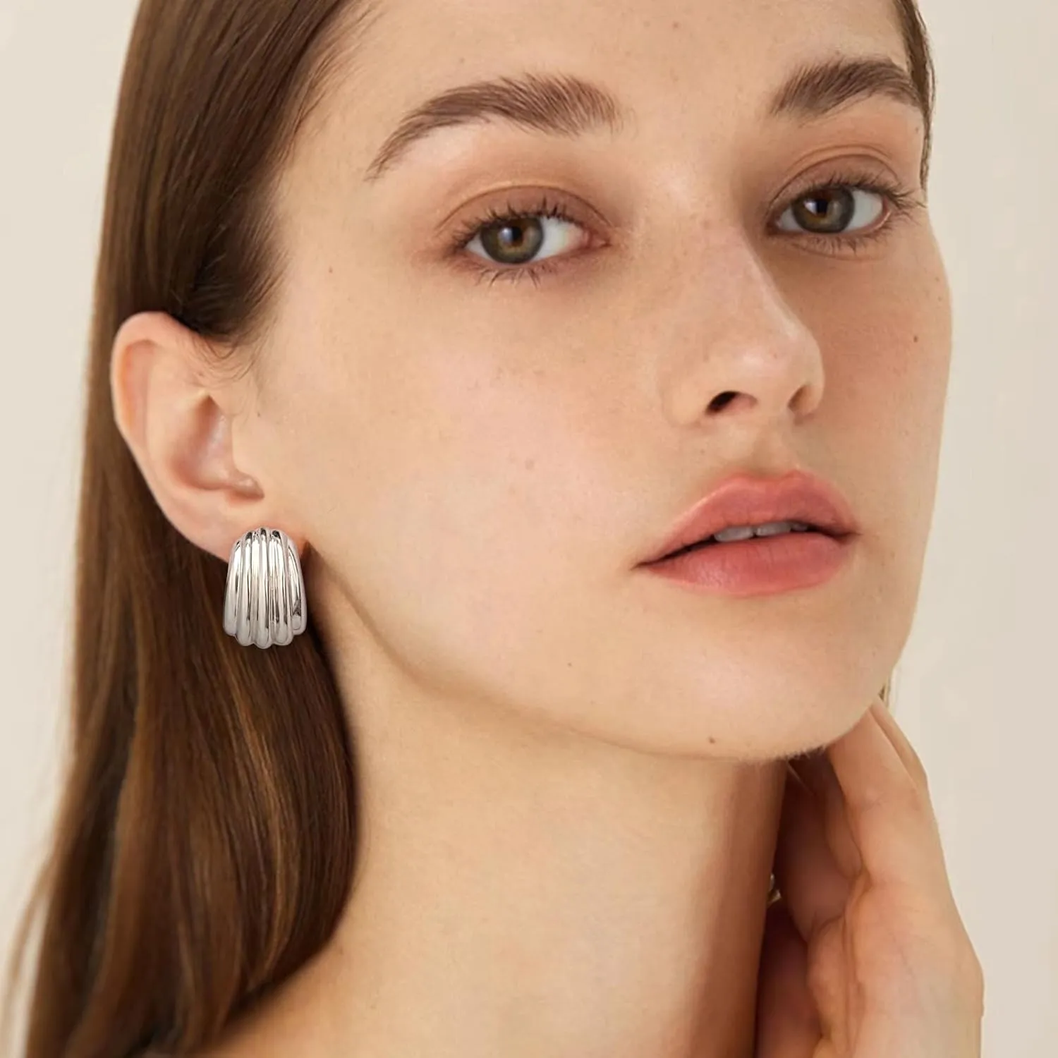 MUYAN Chunky Gold Textured Earrings for Women Trendy Minimalist Large Chunky Studs Fashion Jewelry