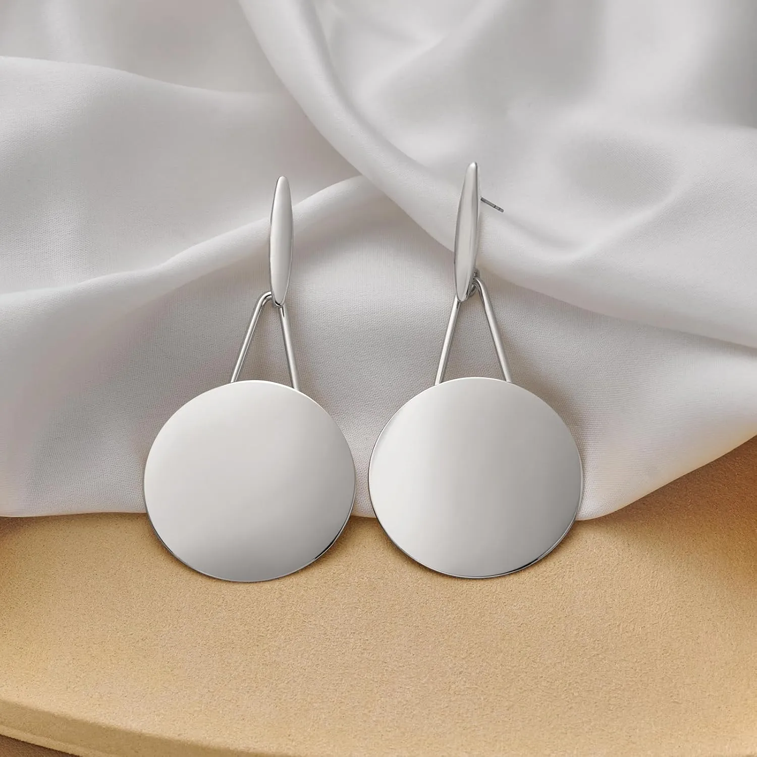MUYAN Fashion Large Disc Geometric Dangle Earrings for Women Statement Dangle Earrings Geometric Drop Earrings