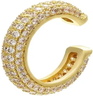 New 2025 Unisex 1/4Pcs Cz Paved Hoop Bold Ear Cuffs Earrings For Women Clip On Wrap Non-Pierced Cartilage Copper Statement Fashion Jewelry Trendy Accessories Creative Gift For Women And Men