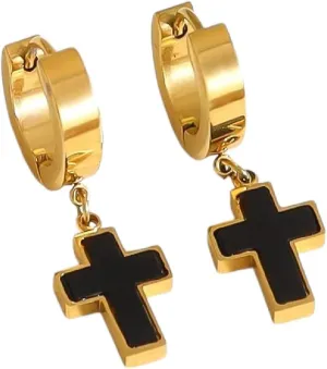 New 2026 Unisex Classic Cross Stainless Steel Drop Earrings for Women Black Acrylic Charm Earring Faith Jewelry Waterproof Decoration Luxury with You Accessories Trendy for Women and Men