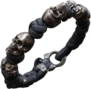 New 2026 Unisex Skull Premium Paracord Bracelet Stylish Men's Handmade Punk Hiphop Woven Creative Decoration Jewelry Luxury Accessories Trendy Best For Gift For Women And Men