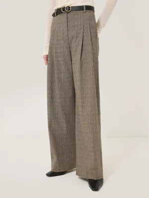Nik Cotton Check Trouser | Brown