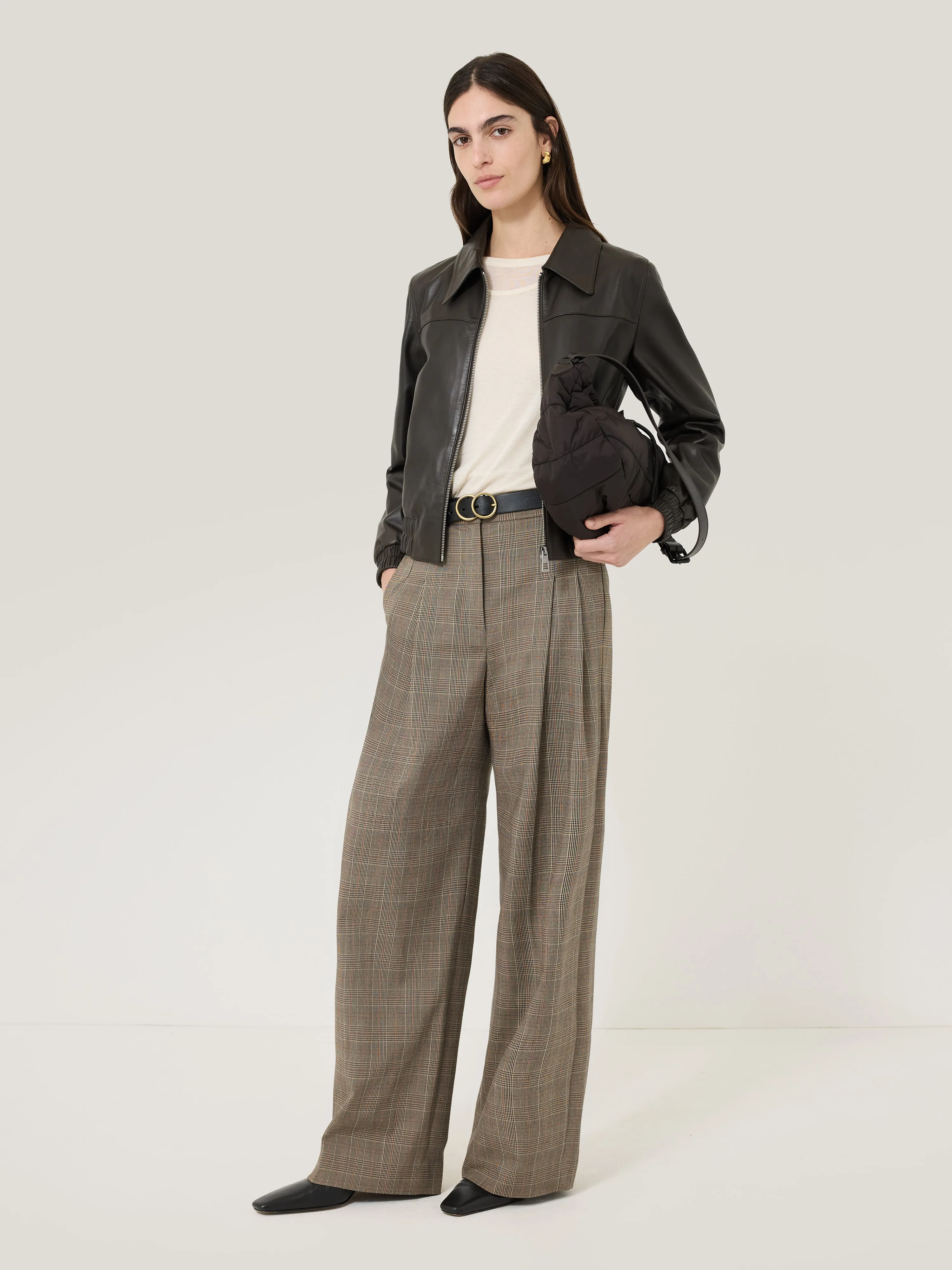 Nik Cotton Check Trouser | Brown